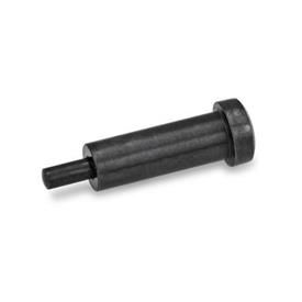 GN 614.6 Federnde Druckstücke, ohne Gewinde, mit Bund Form: K - Stahl, normaler Federdruck