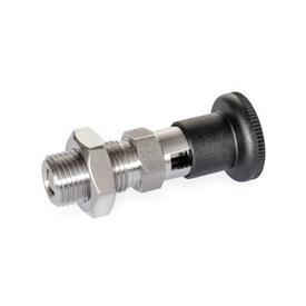 GN 818 Stainless Steel Indexing Plungers, AISI 316, with Rest Position Type: CK - With plastic knob, with lock nut