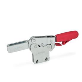 GN 820.4 Toggle Clamps, Operating Lever Horizontal, with Lock Mechanism, with Vertical Mounting Base Type: NL - Forked clamping arm, with two flanged washers