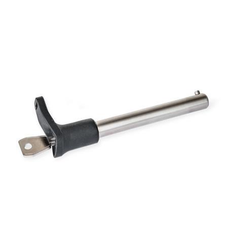 Broches de centrage GN 314: Inox, poignée en L plastique, verrouillables