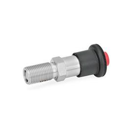 GN 414.1 Stainless Steel Indexing Plungers, with Click-Type Safety Lock, Unlocking with Push-Button Material: NI - Stainless steel<br />Type: A - Without lock nut
