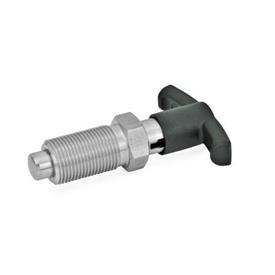 GN 817.4 Stainless Steel Indexing Plungers with T-handle Material: NI - Stainless steel<br />Type: C - with rest position, without lock nut