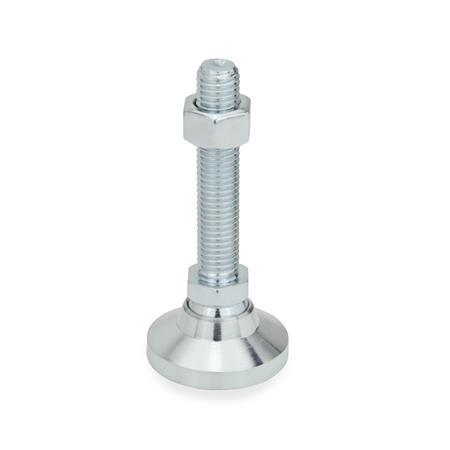 GN 343.2 Leveling Feet with Threaded Stud, Steel Type: OS - Without plastic cap