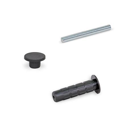 Bolzensets GN 2290: für Scharnierflügel GN 2291, Kunststoff / Stift Stahl