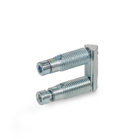 Conectores automáticos GN 23i: Acero, con tuerca en T doble, para perfiles de aluminio (sistema modular i), conexión en ángulo recto