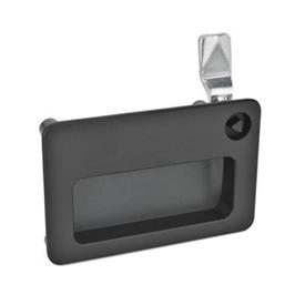GN 115.10 Latches with Gripping Tray, Operation with Socket Key Type: DK - With triangular spindle<br />Finish: SW - Black, RAL 9005, textured finish<br />Identification no.: 2 - Operation in the illustrated position, at the top right
