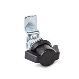 GN 115.1 Latches, Small Type, Housing Collar Black, with and without Lock Type: SK - With wing knob<br />Finish (Locating ring): SW - Black, RAL 9005, textured finish