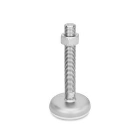 GN 31 Stainless Steel Leveling Feet with Rubber Pad Type (Base): B2 - Matte shot-blasted, rubber inlaid, white<br />Version (Screw): TK - With nut, wrench flat at the bottom