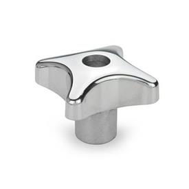 DIN 6335 Hand Knobs, Aluminum Type: D - With threaded through bore<br />Finish: PL - Polished