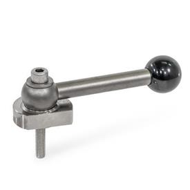 GN 918.5 Eccentric Cams, Stainless Steel, Radial Clamping, Screw from the Operator's Side Type: GVS - With ball lever, straight (serration)<br />Clamping direction: L - By anti-clockwise rotation