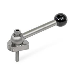 GN 918.5 Eccentric Cams, Stainless Steel, Radial Clamping, Screw from the Operator's Side Type: KVS - With ball lever, angular (serration)<br />Clamping direction: L - By anti-clockwise rotation