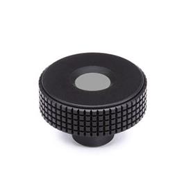 GN 534 Knurled Knobs, Plastic, Cover Cap Colored Color cover cap: DGR - Gray, RAL 7035, matte finish
