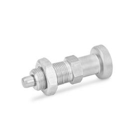 GN 617 Stainless Steel Indexing Plungers Material: NI - Stainless steel<br />Type: AKN - With lock nut, with stainless steel knob