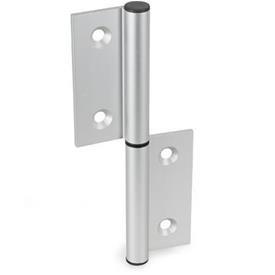 GN 2294 Hinges, Detachable, for Aluminum Profiles / Panel Elements Type: A - Exterior hinge leafs<br />Coding: C - With countersunk holes<br />l<sub>2</sub>: 162