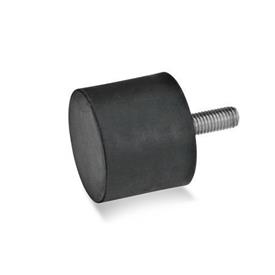 GN 452 Buffers, Stainless Steel Type: S - With threaded stud