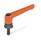 GN 300.4 Manettes indexables, zinc moulé sous pression, insert acier, avec filetage mâle, à force de serrage accrue Couleur: OS - orange, RAL 2004, finition texturée