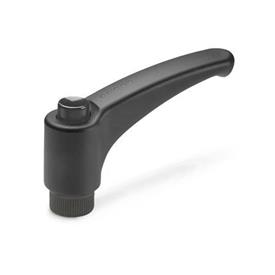 GN 603 Adjustable Hand Levers, Plastic, Bushing Brass Color (Releasing button): DSG - Black-gray, RAL 7021, shiny finish