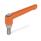 GN 300.1 Manettes indexables, zinc moulé sous pression, insert en Inox, avec goujon fileté Couleur: OS - orange, RAL 2004, finition texturée