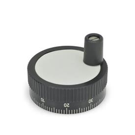 GN 736.1 Zustellräder, Aluminium, mit Standard-Skala Form: D - mit drehbarem Zylinderknopf