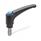 GN 603.1 Maniglie a ripresa, plastica, perno filettato in acciaio INOX, con pulsante di sblocco Colore (pulsante di sblocco): DBL - blu, RAL 5024, finitura lucida