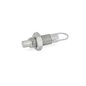 GN 413 Indexing Plungers, Stainless Steel Material: NI - Stainless steel<br />Type: CK - with rest position, with lock nut