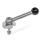 GN 918.7 Clamping Bolts, Stainless Steel, Downward Clamping, Screw from the Back Type: KVB - With ball lever, angular (serration)
Clamping direction: R - By clockwise rotation (drawn version)