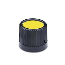GN 526 Control Knobs, Plastic, Bushing Steel Color cover: DGB - Yellow, RAL 1021, matte finish