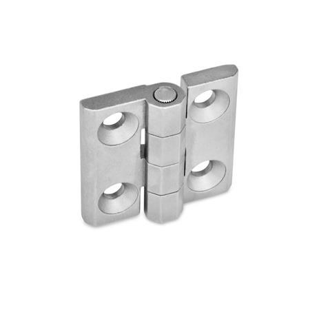 GN 237 Hinges, Stainless Steel Material: NI - Stainless steel
Type: A - 2x2 bores for countersunk screws