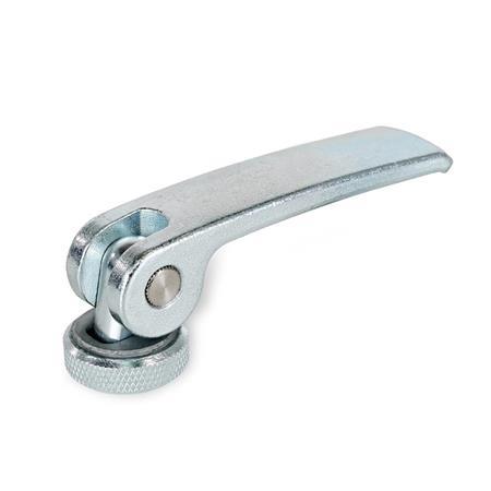 GN 927.2 Clamping Levers with Eccentrical Cam with Internal Thread, Steel Lever Type: A - Steel contact plate with setting nut