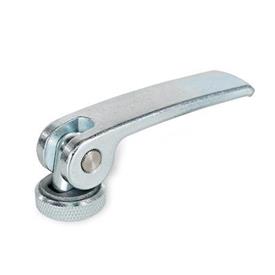 GN 927.2 Clamping Levers with Eccentrical Cam with Internal Thread, Steel Lever Type: A - Steel contact plate with setting nut