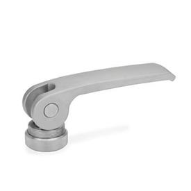 GN 927.7 Clamping Levers with Eccentrical Cam, Stainless Steel, with Internal Thread Type: A - Stainless steel contact plate with setting nut