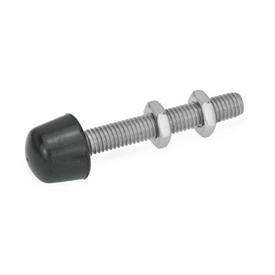 GN 708.1 Clamping Screws, Stainless Steel, with Rubber Thrust Pad Material: NI - Stainless steel<br />Type: B - Rounded pressure area