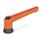 GN 300.4 Verstellbare Klemmhebel, Zink-Druckguss, Einsatz Stahl, mit Innengewinde, mit Spannkraftverstärkung Farbe: OS - orange, RAL 2004, strukturmatt