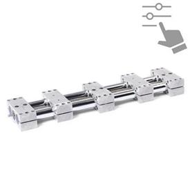 GN 4950 Double Tube Linear Actuators, Steel / Stainless Steel, with Two Independent Single Sliders, Configurable 