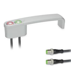 GN 422 Cabinet U-Handles, with Electrical Switching Function, with Plug Type: T2 - With 2 buttons<br />Finish: SR - Silver, RAL 9006, textured finish