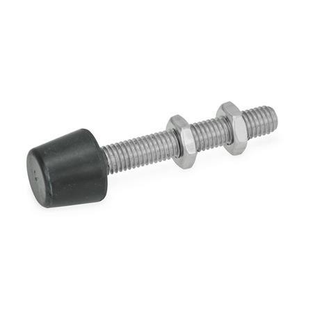 GN 708.1 Stainless Steel Clamping Screws with Rubber Thrust Pad Material: NI - Stainless steel
Type: A - Flat spindle tip