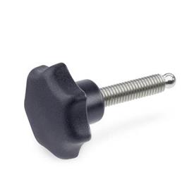 GN 6336.11 Star Knobs with Threaded Stud, with Ball Pin 
