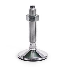 GN 17 Leveling Feet, Stainless Steel AISI 304, FDA compliant Versions of threaded studs: VK - With nut, external hex at the top and wrench flat at the bottom