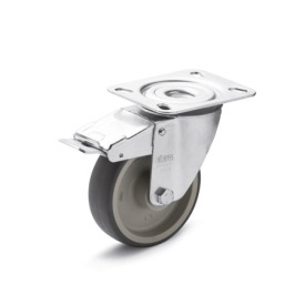 GN 22872 Medium Duty Casters, Wheel Tread Thermoplastic Elastomer, Wheel Core Polypropylene, Light Version Bearing type: G - Friction bearing<br />Type (bracket): LF - Swivel bracket with mounting plate, with total lock brake<br />Coding: L - Light version<br />Material (bracket): ST - Steel sheet metal