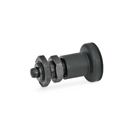 GN 607.1 Indexing Plungers, Steel / Plastic Knob Type: AK - With lock nut