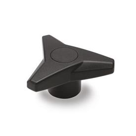 GN 533.6 Three-Lobed Knobs, Softline, Bushing Brass / Stainless Steel Color of the cover cap: DSW - Black, RAL 9005, matte finish
