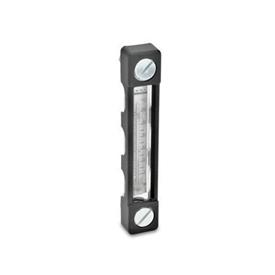 GN 650.4 Oil Level Indicators, Narrow Shape, Plastic Type: BS - With thermometer, with protection frame