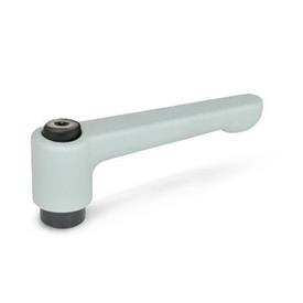 GN 302 Flat Adjustable Hand Levers, Zinc Die Casting, Bushing Steel Color: SR - Silver, RAL 9006, textured finish