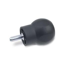 GN 675 Ball Handles with threaded stud, Plastic, Softline 