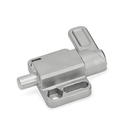 GN 722.3 Stainless Steel Spring Latches with Flange for Surface Mounting, Parallel to the Plunger Pin Type: R - Right indexing cam