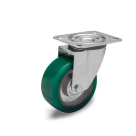 GN 22886 Medium Duty Casters, Wheel Tread Polyurethane, Wheel Core Aluminum, Light Version Bearing type: K - Ball bearing<br />Type (bracket): L - Swivel bracket with mounting plate<br />Coding: L - Light version<br />Material (bracket): ST - Steel sheet metal