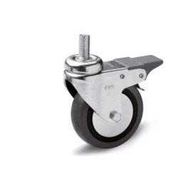 GN 22870 Light Duty Casters, Wheel Tread Rubber, Wheel Core Polypropylene, Light Version Bearing type: G - Friction bearing<br />Type (bracket): GF - Swivel bracket with threaded stud, with total lock brake<br />Coding: L - Light version