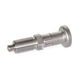 GN 818 Doigts d'indexage en inox, AISI 316 (A4), avec position de repos Type: CN - avec bouton en inox, sans contre-écrou