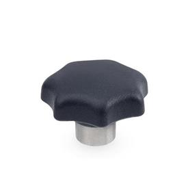 GN 6336.2 Star Knobs, Technopolymer, with Protruding Stainless Steel Bushing 