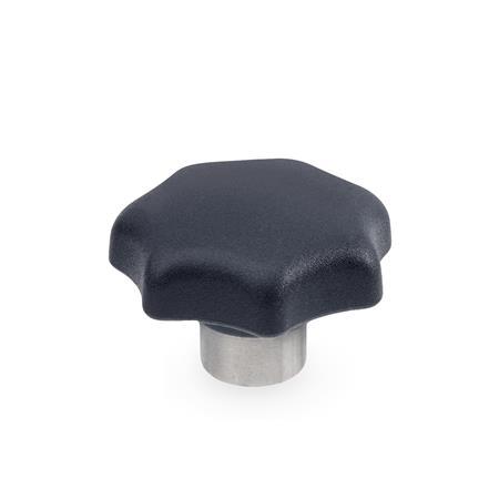 GN 6336.2 Star Knobs, Technopolymer, with Protruding Stainless Steel Bushing 
